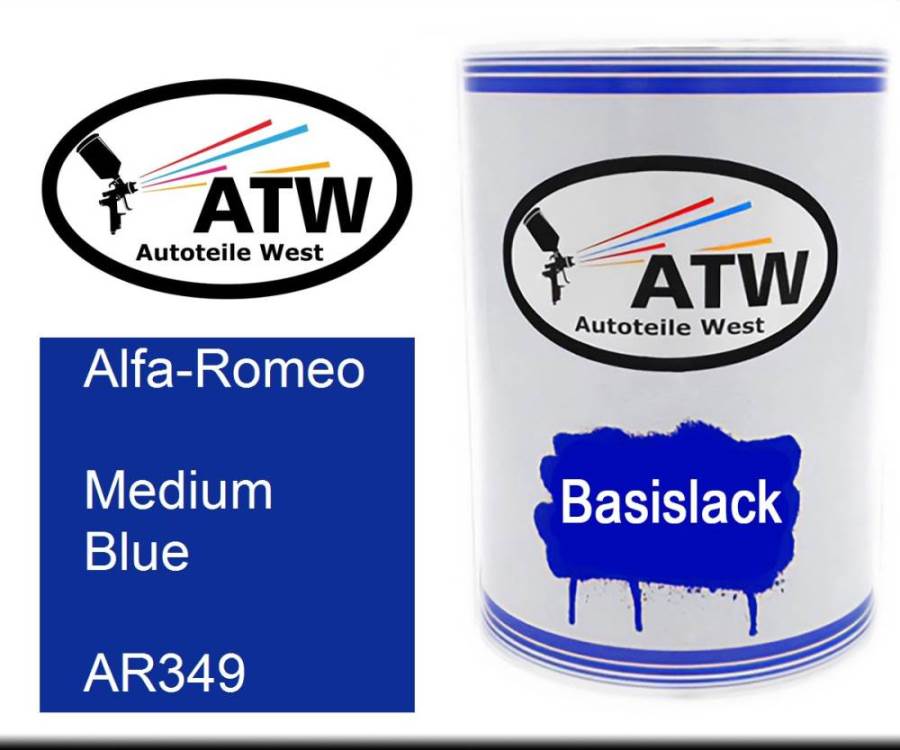 Alfa-Romeo, Medium Blue, AR349: 500ml Lackdose, von ATW Autoteile West.